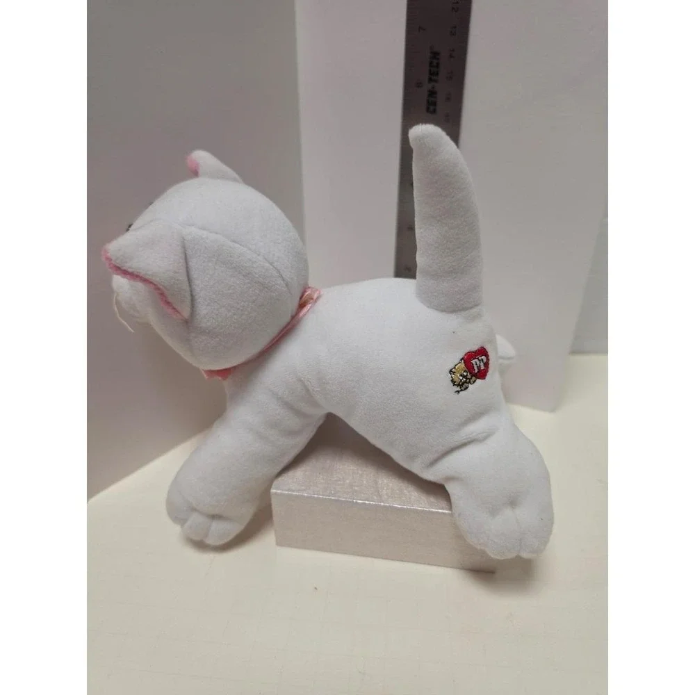 vintage 1980s Tonka Pound‎ Purries cat plush toy white fur, pink ears kitty